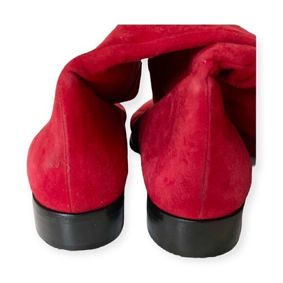 Vintage Yves Saint Laurent red suede long boots, Size 7 - Picture 9 of 15